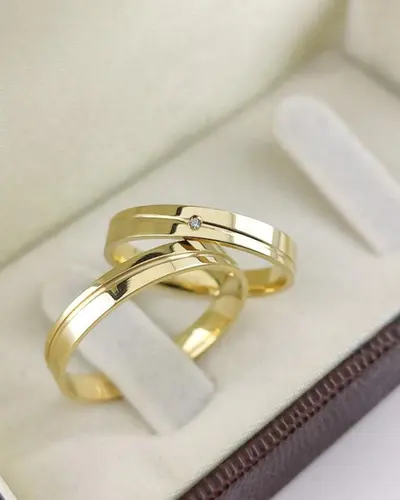 Argollas N-3 · Satinado con acabado brilloso — par de argollas de matrimonio, modelo A-04-2 — Joyería y Hechuras Rivera